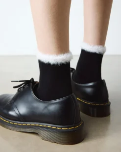 FAUX FUR ORGANIC COTTON BLEND SOCKS in Black