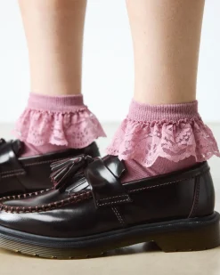 Frill Organic Cotton Blend Socks in Dusty Rose