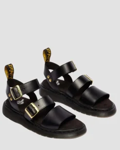 Gryphon Atlas Leather Gladiator Sandals in Black Atlas