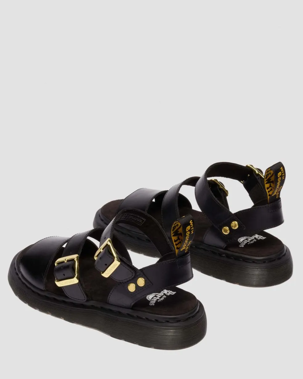 Gryphon Atlas Leather Gladiator Sandals in Black Atlas