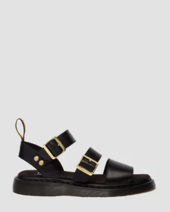 Gryphon Atlas Leather Gladiator Sandals in Black Atlas