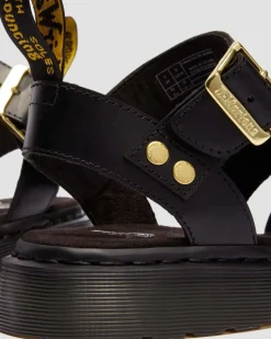 Gryphon Atlas Leather Gladiator Sandals in Black Atlas