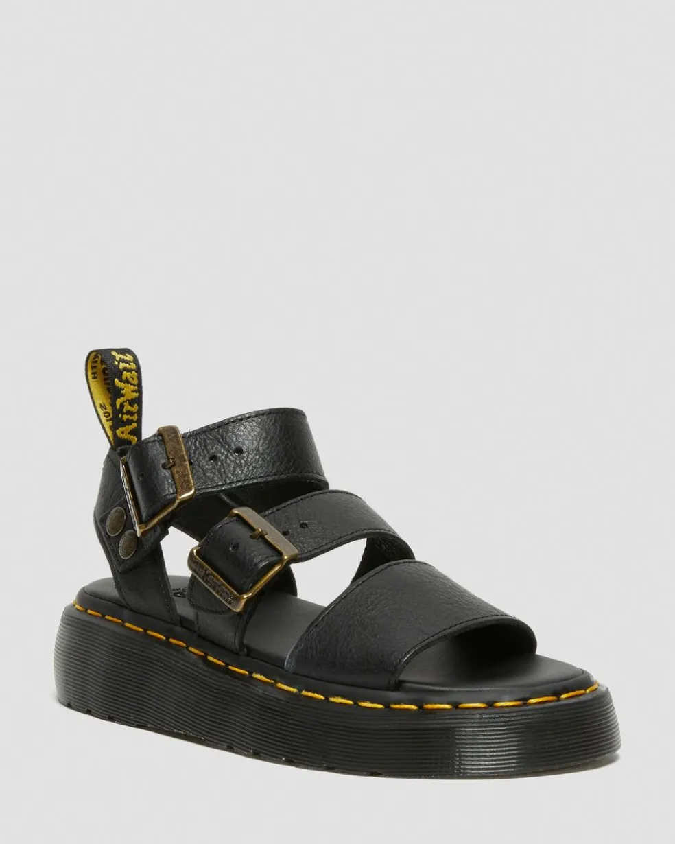 Gryphon Pisa Leather Platform Sandals in Black