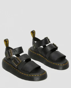Gryphon Pisa Leather Platform Sandals in Black
