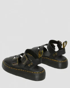 Gryphon Pisa Leather Platform Sandals in Black
