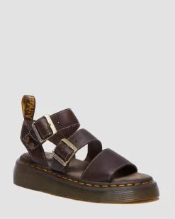 Gryphon Quad Grizzly Leather Sandals in Dark Brown