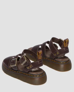 Gryphon Quad Grizzly Leather Sandals in Dark Brown