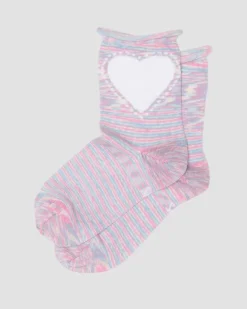Heart Cotton Blend Socks in Pink
