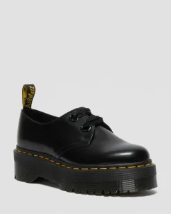 Holly Women's Leather Platform Shoes in Black Buttero