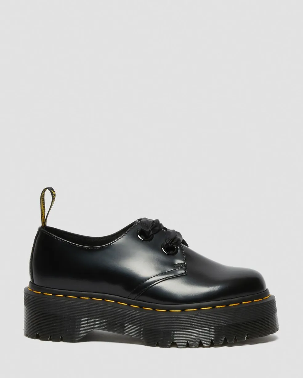 Holly Women's Leather Platform Shoes in Black Buttero