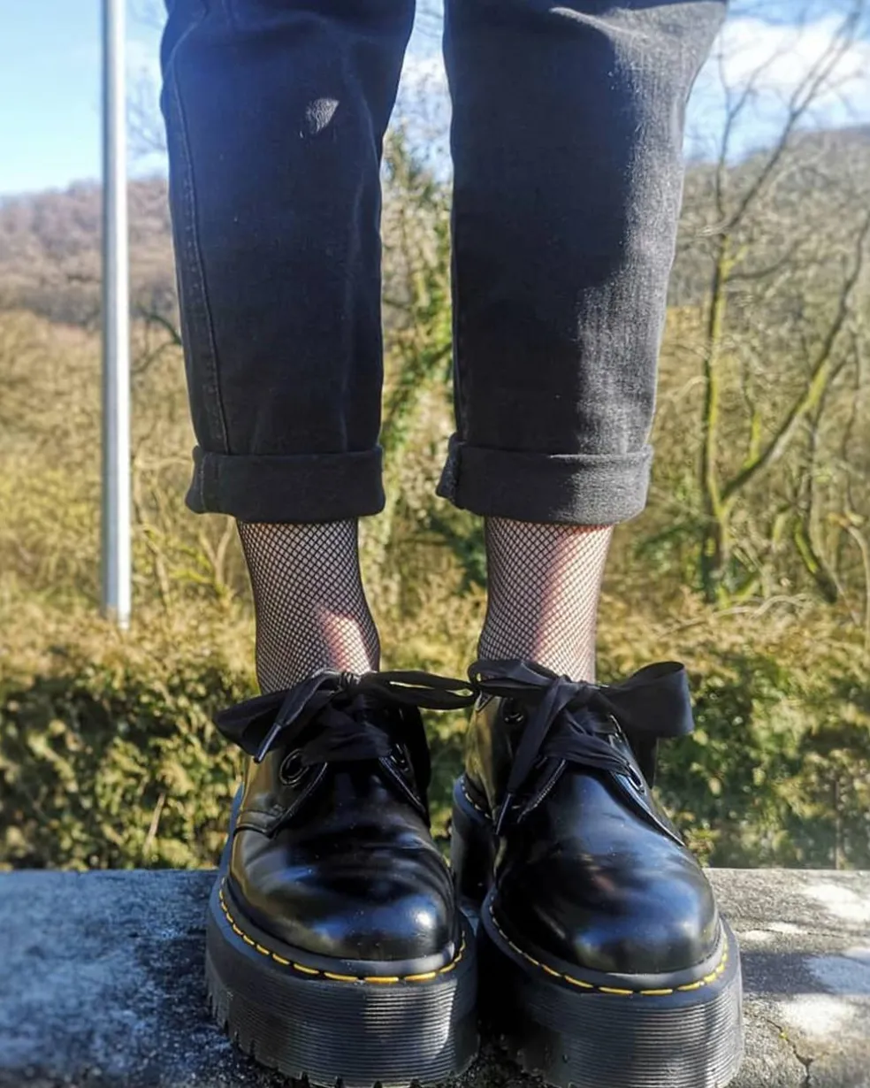 Holly Women's Leather Platform Shoes in Black Buttero
