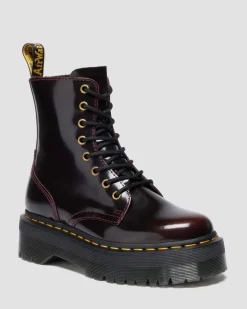 Jadon Arcadia Leather Platform Boots in Cherry Red Arcadia