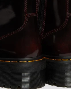 Jadon Arcadia Leather Platform Boots in Cherry Red Arcadia