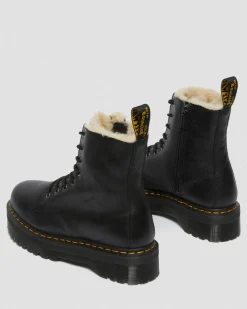 Jadon Boot Leather Faux Fur Lined Platforms in Black