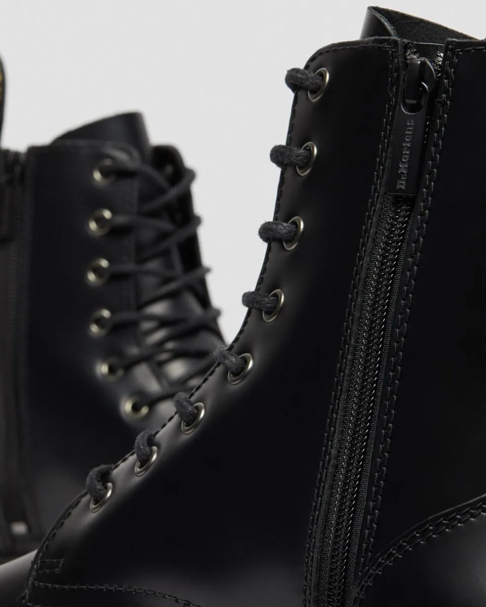 Jadon Boot Smooth Leather Platforms in Black