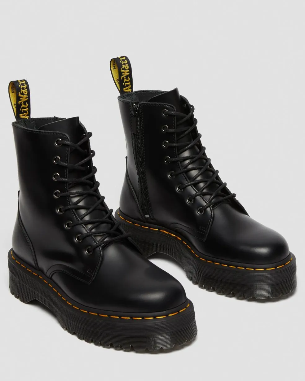 Jadon Boot Smooth Leather Platforms in Black