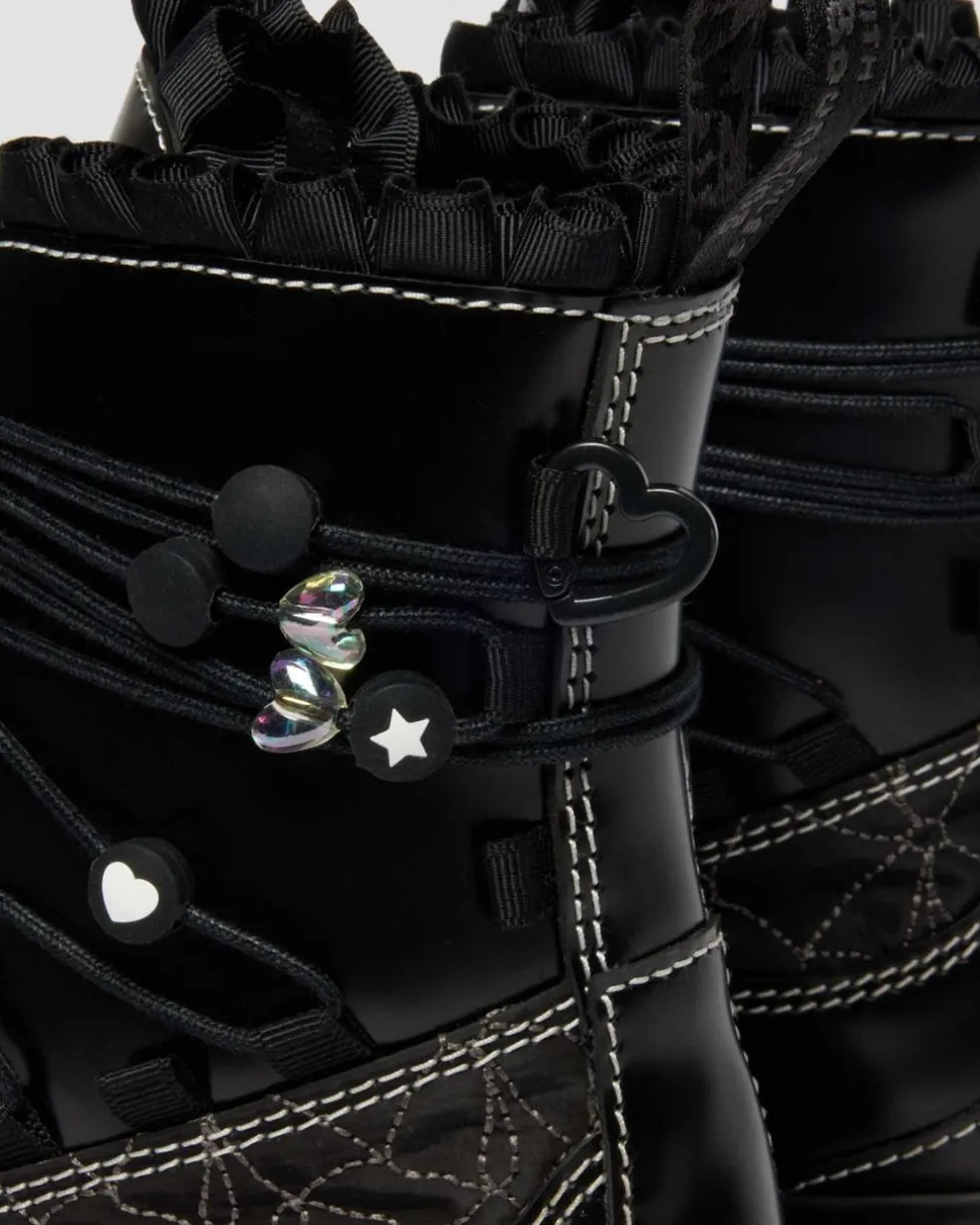 JADON FRILL SMOOTH LEATHER PLATFORM BOOTS in Black