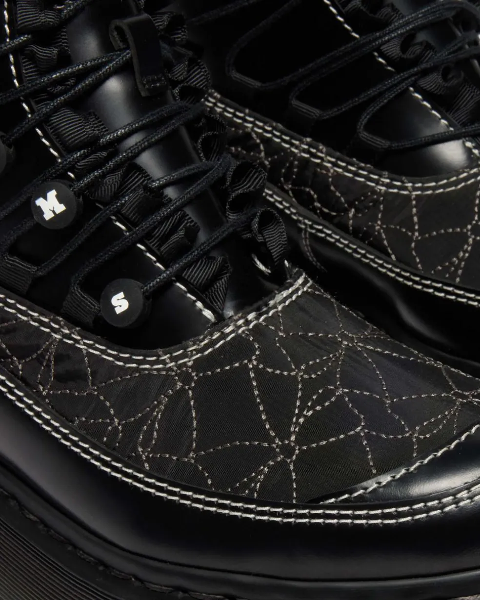 JADON FRILL SMOOTH LEATHER PLATFORM BOOTS in Black