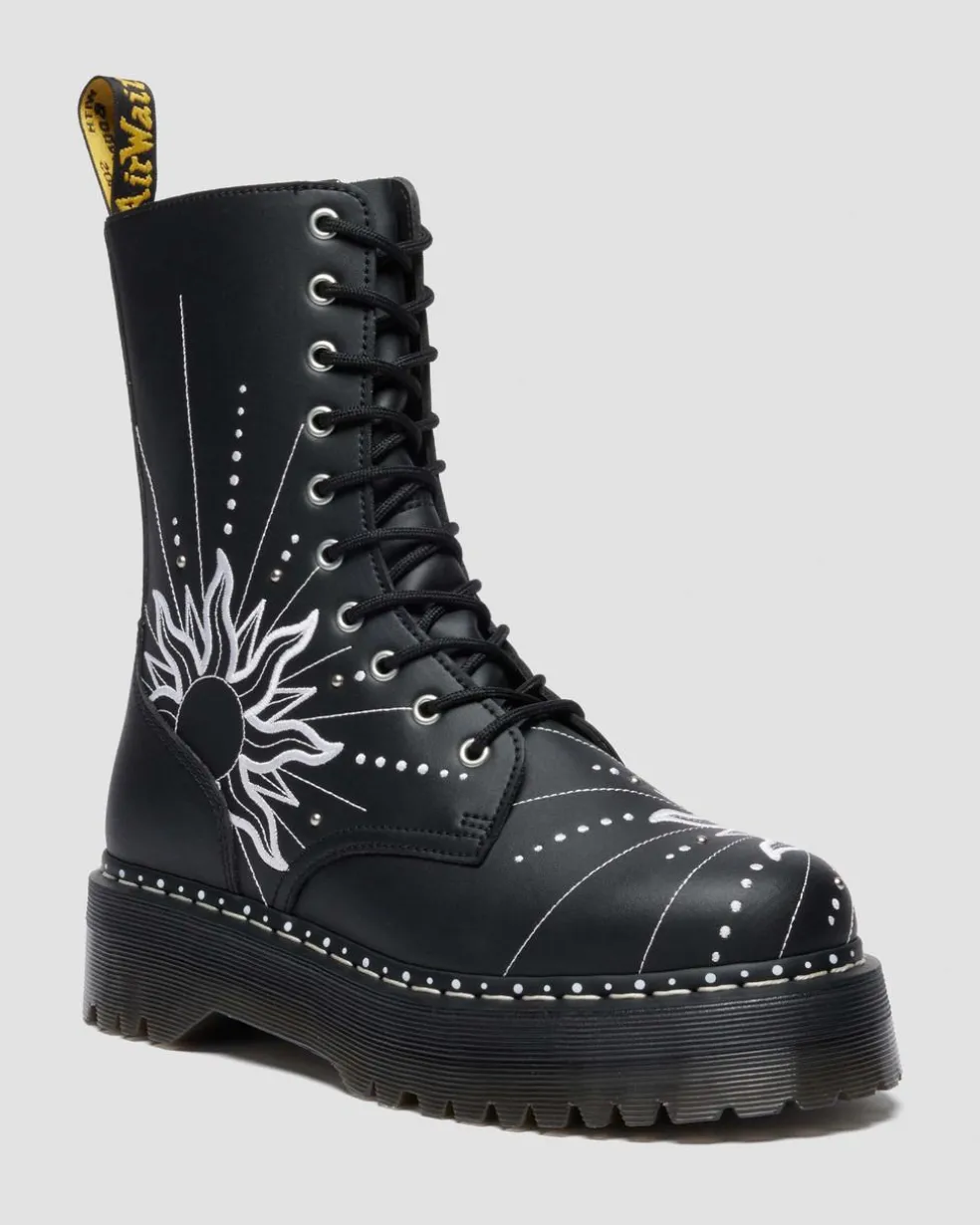 Jadon Hi Solar Flare Reclaimed Leather Platform Boots in Black