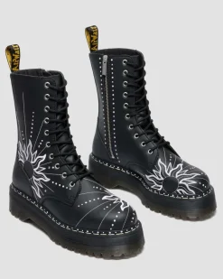 Jadon Hi Solar Flare Reclaimed Leather Platform Boots in Black