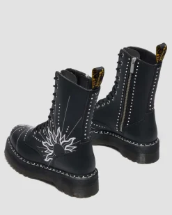Jadon Hi Solar Flare Reclaimed Leather Platform Boots in Black