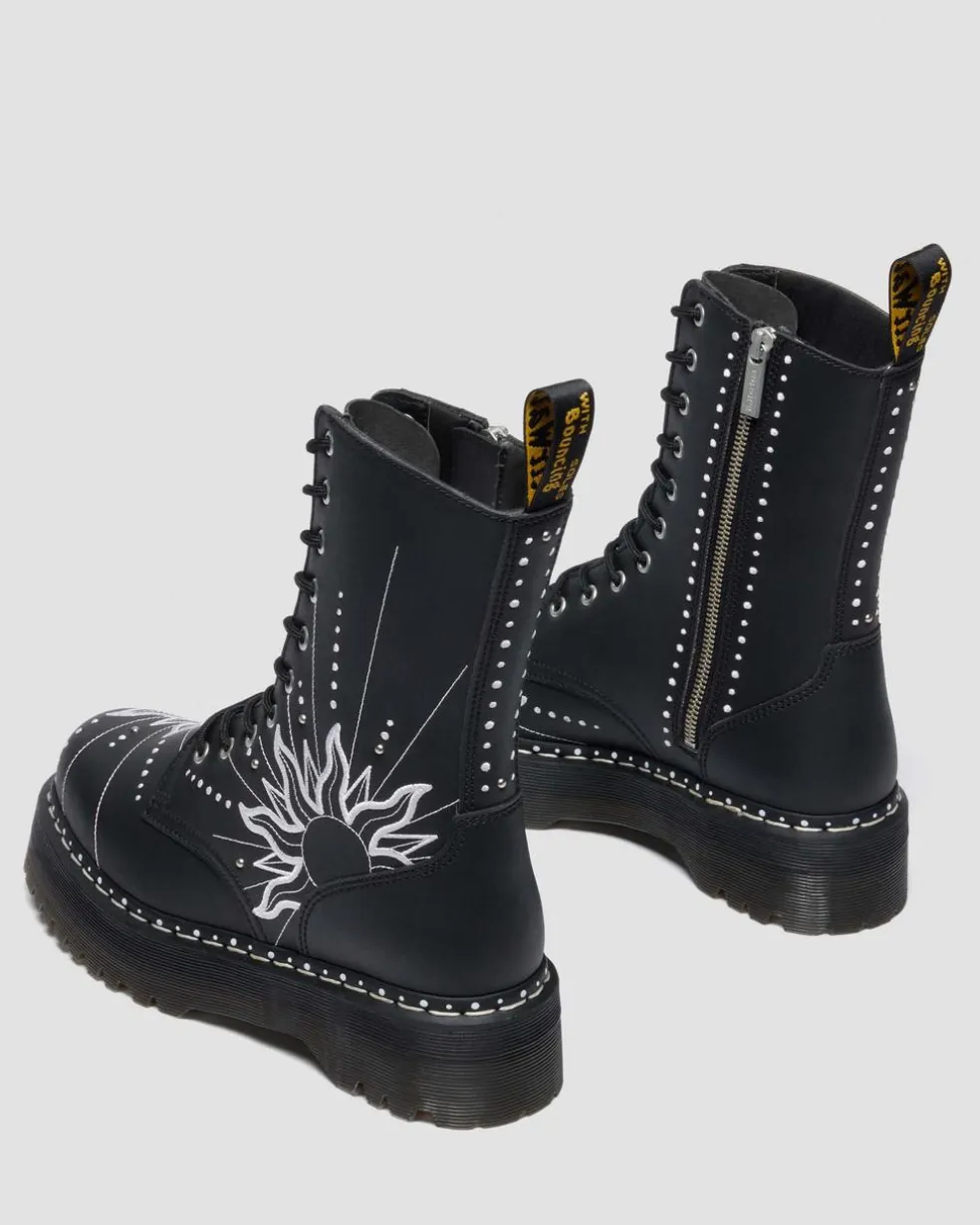Jadon Hi Solar Flare Reclaimed Leather Platform Boots in Black