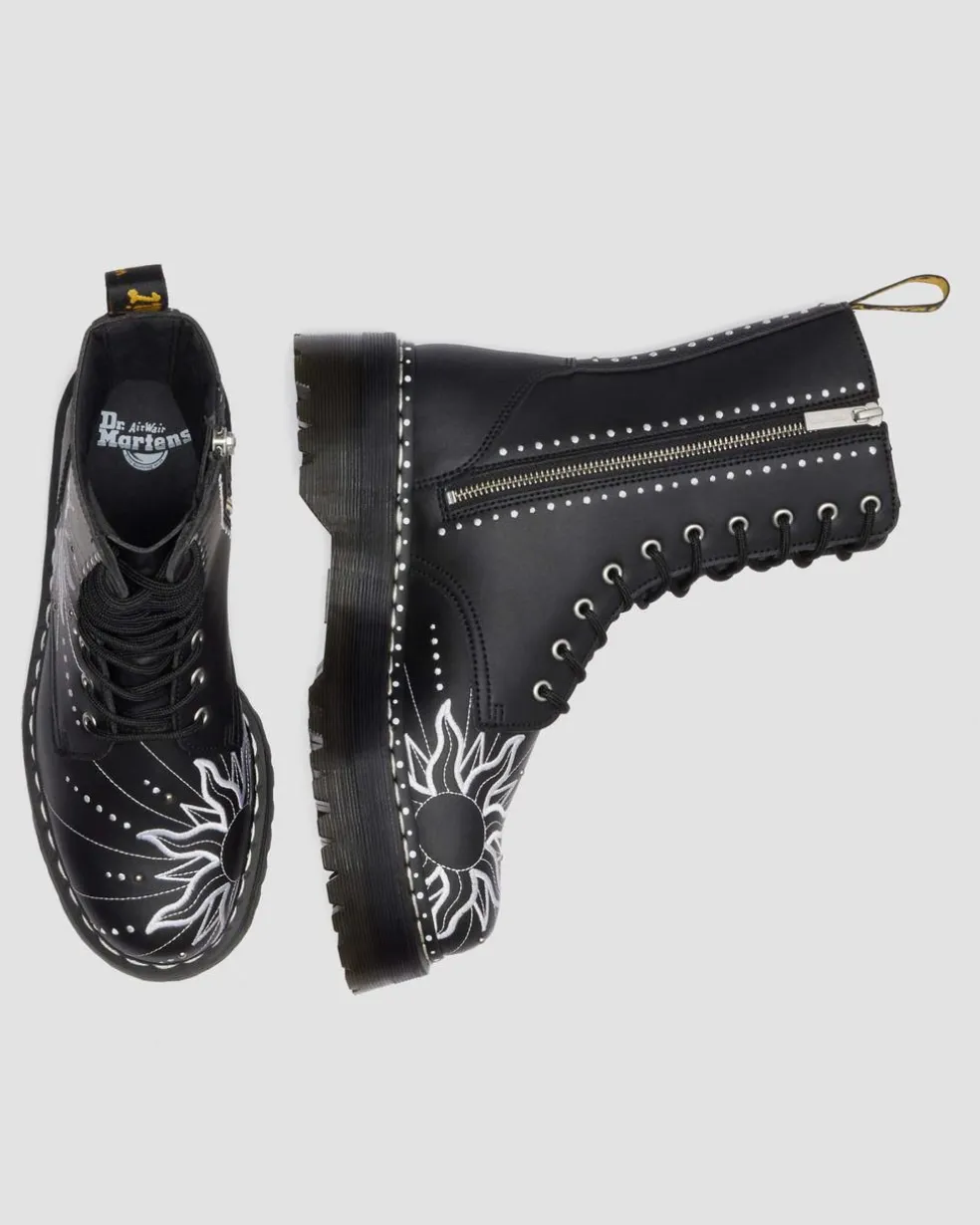 Jadon Hi Solar Flare Reclaimed Leather Platform Boots in Black