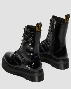 JADON HI STUDDED BUTTERO LEATHER PLATFORM BOOTS in Black Buttero