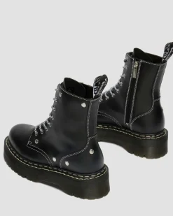 Jadon Monochrome Sendal Leather Platform Boots in Black