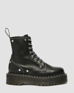 Jadon Monochrome Sendal Leather Platform Boots in Black