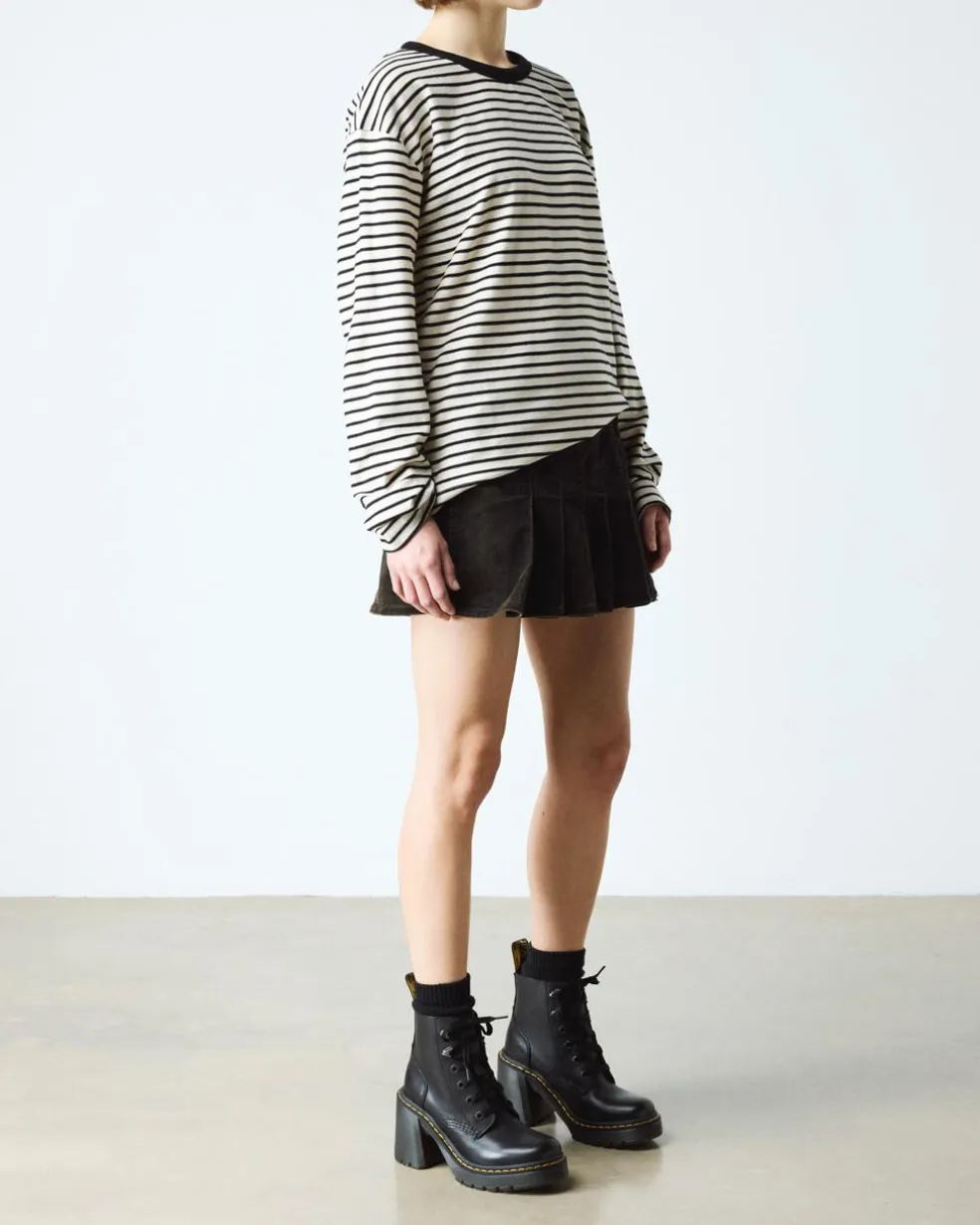 Jesy Sendal Leather Lace Up Flared Heel Boots in Black