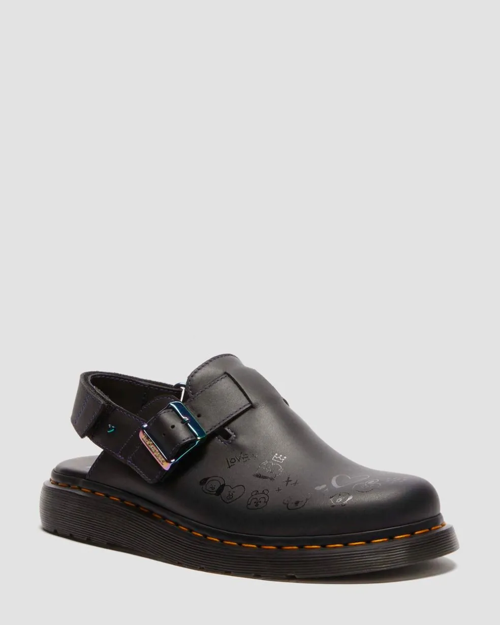 Jorge II BT21 Leather Slingback Mules in Black