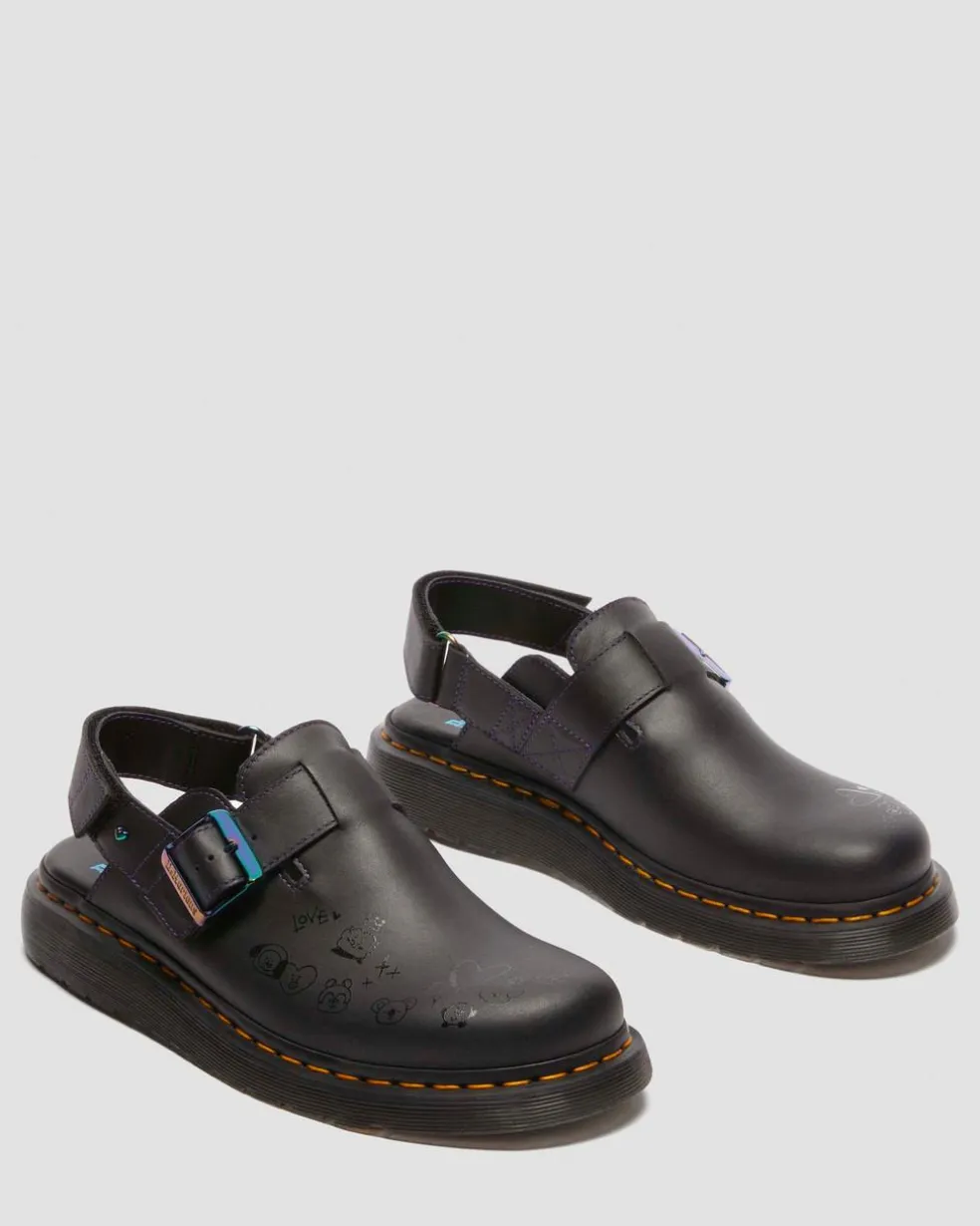 Jorge II BT21 Leather Slingback Mules in Black
