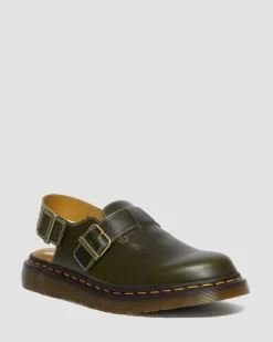 Jorge Made in England Classic Leather Slingback Mules in Dark Green
