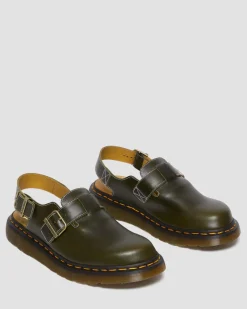 Jorge Made in England Classic Leather Slingback Mules in Dark Green