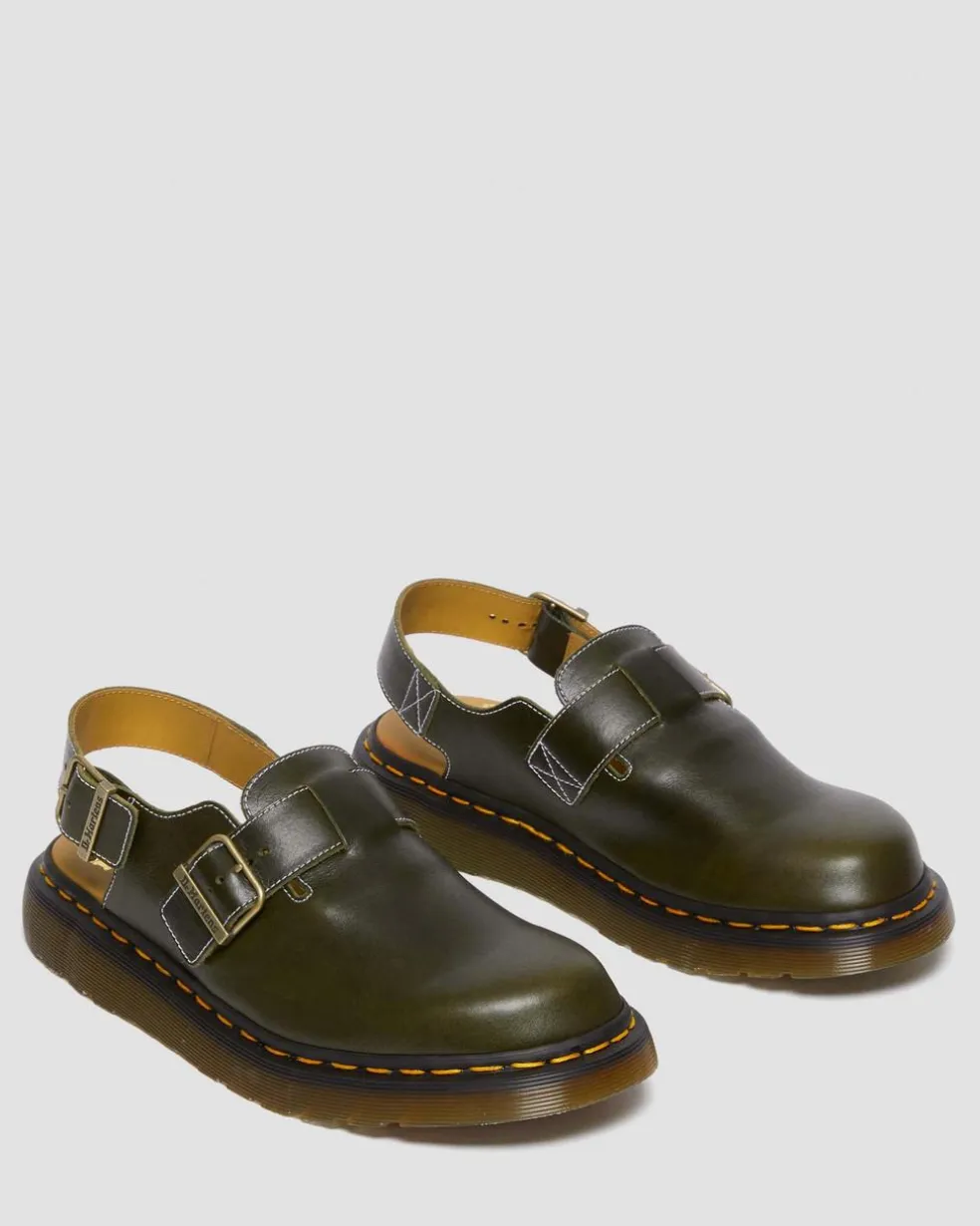 Jorge Made in England Classic Leather Slingback Mules in Dark Green