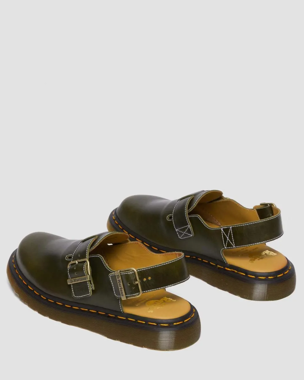 Jorge Made in England Classic Leather Slingback Mules in Dark Green