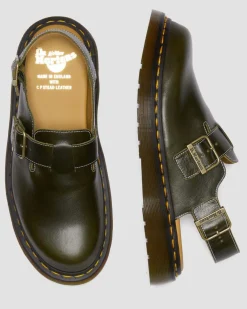 Jorge Made in England Classic Leather Slingback Mules in Dark Green