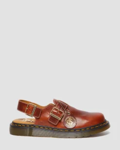 Jorge Made in England Classic Leather Slingback Mules in Heritage Tan