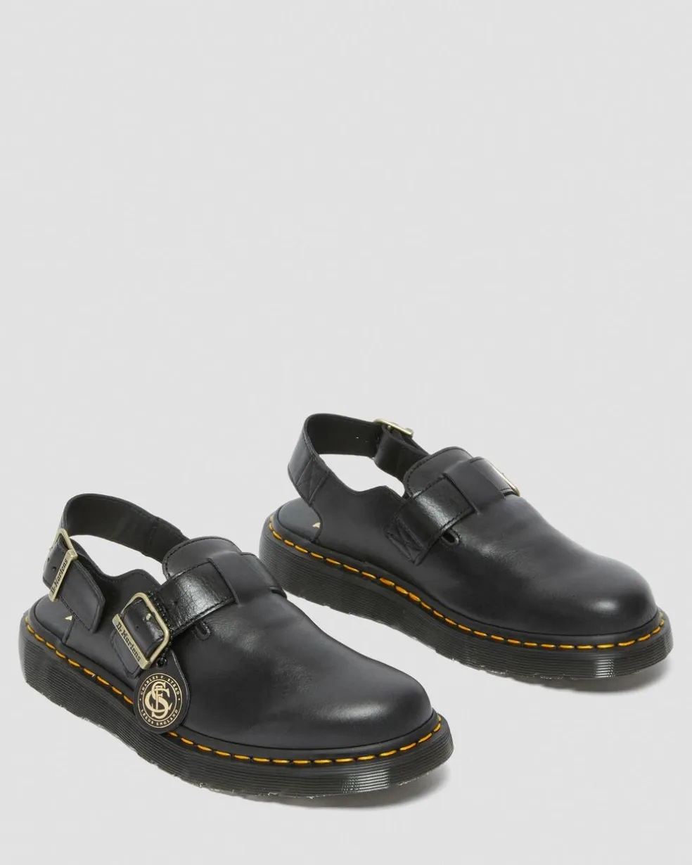 Jorge Made in England Leather Slingback Mules in Black
