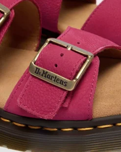 Josef Nubuck Leather Slide Sandals in Fuchsia Pink
