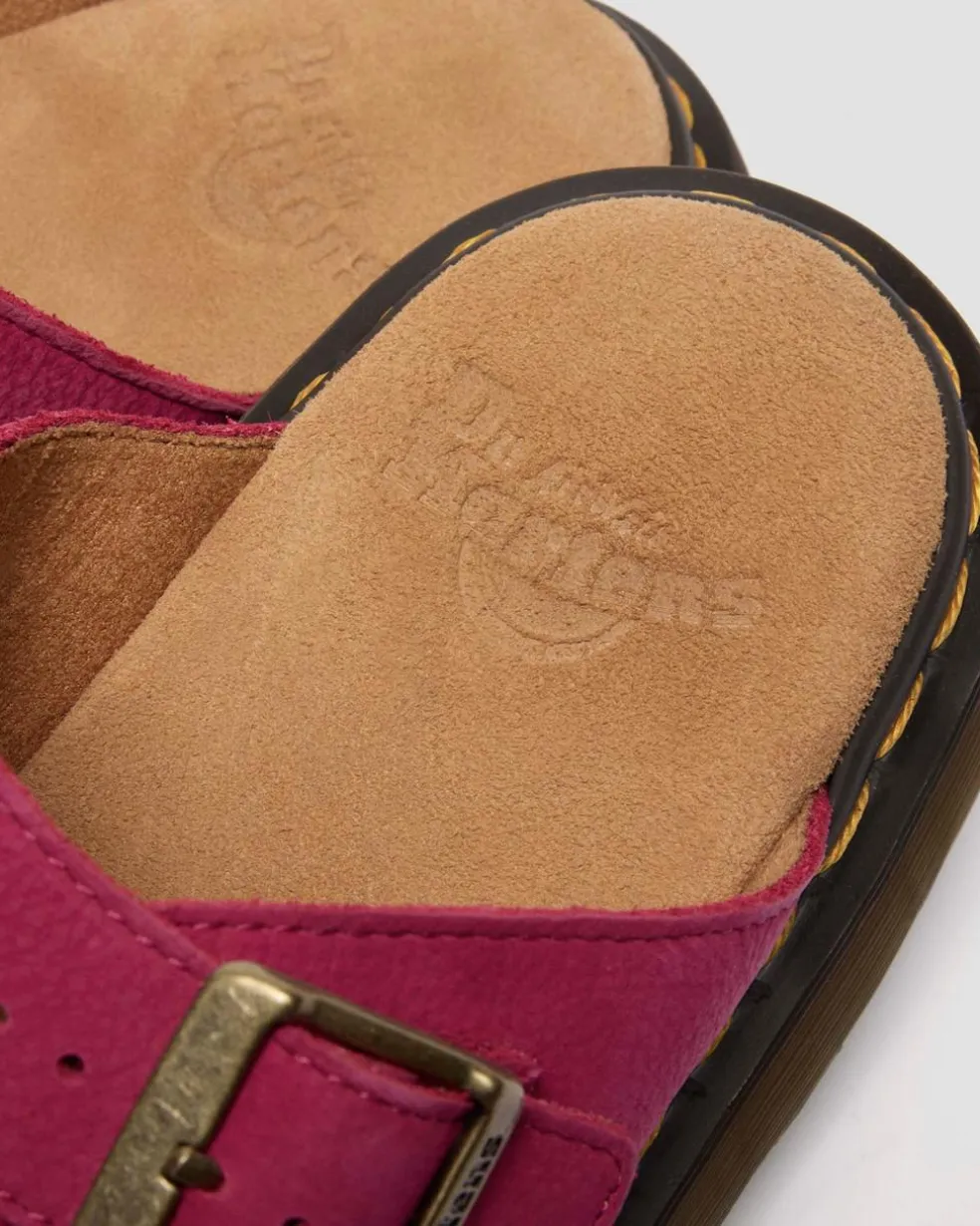 Josef Nubuck Leather Slide Sandals in Fuchsia Pink