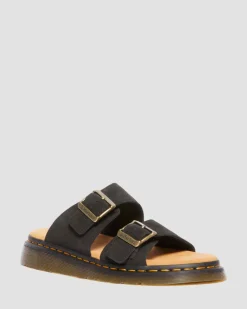 Josef Suede slide sandals in Black