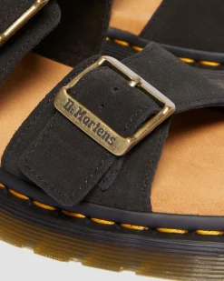 Josef Suede slide sandals in Black