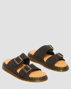 Josef Suede slide sandals in Black