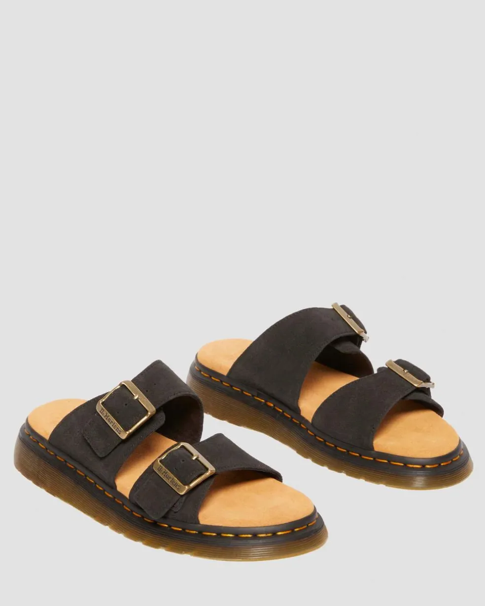 Josef Suede slide sandals in Black