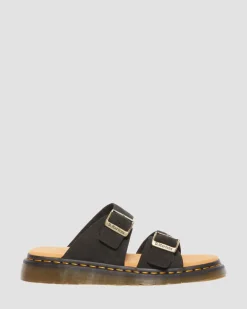 Josef Suede slide sandals in Black