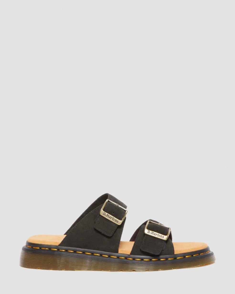 Josef Suede slide sandals in Black