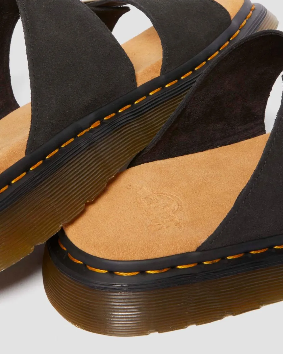 Josef Suede slide sandals in Black