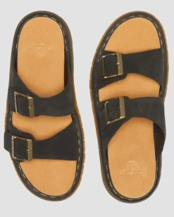 Josef Suede slide sandals in Black